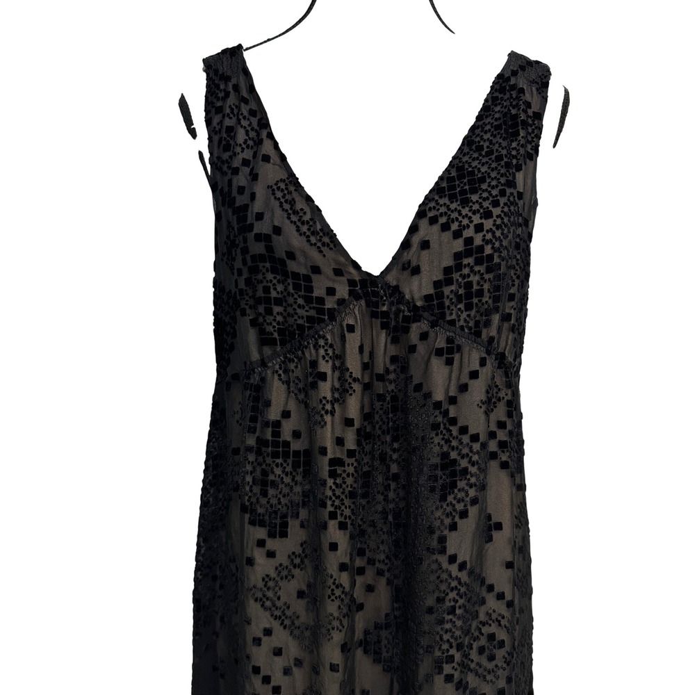 Robin Howe Silk Velvet Burnout Dress Women 12 Black 90s Whimsigoth Grunge Witchy